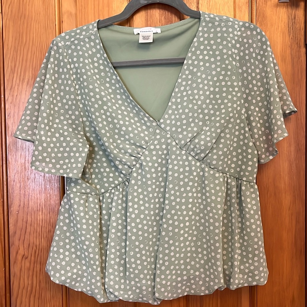 Urban Romantics | Polka Dot Peplum Blouse | Flutter Sleeve Cottagecore Top